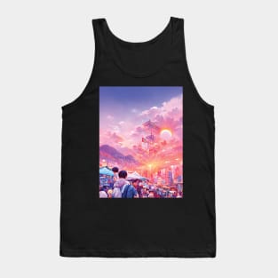 Lofi Dreamy Sunrise at Morning Having Leisure Walk in Big City Tank Top